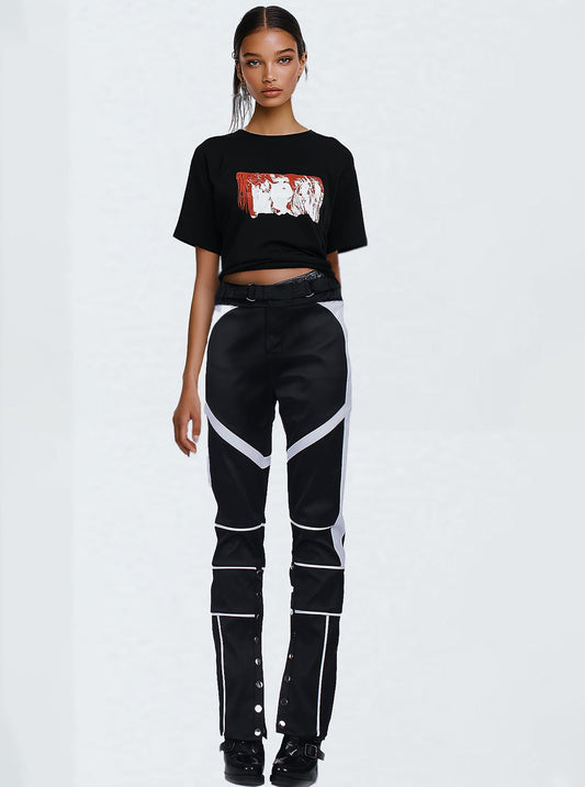 COLOR BLOCKED PANELED MOTO PANT - Borrow