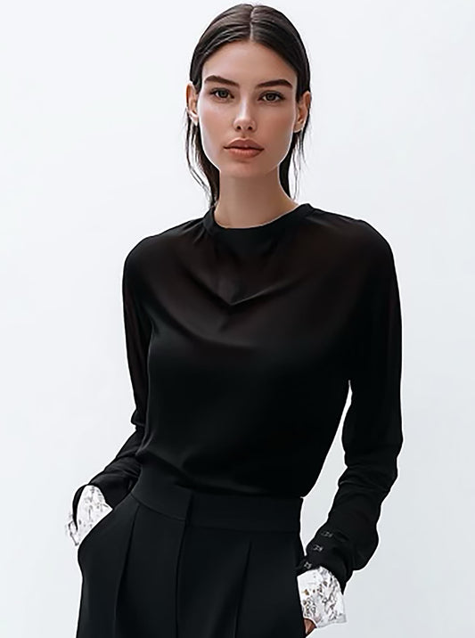 HI LO HOOK AND EYE CUFF BLOUSE